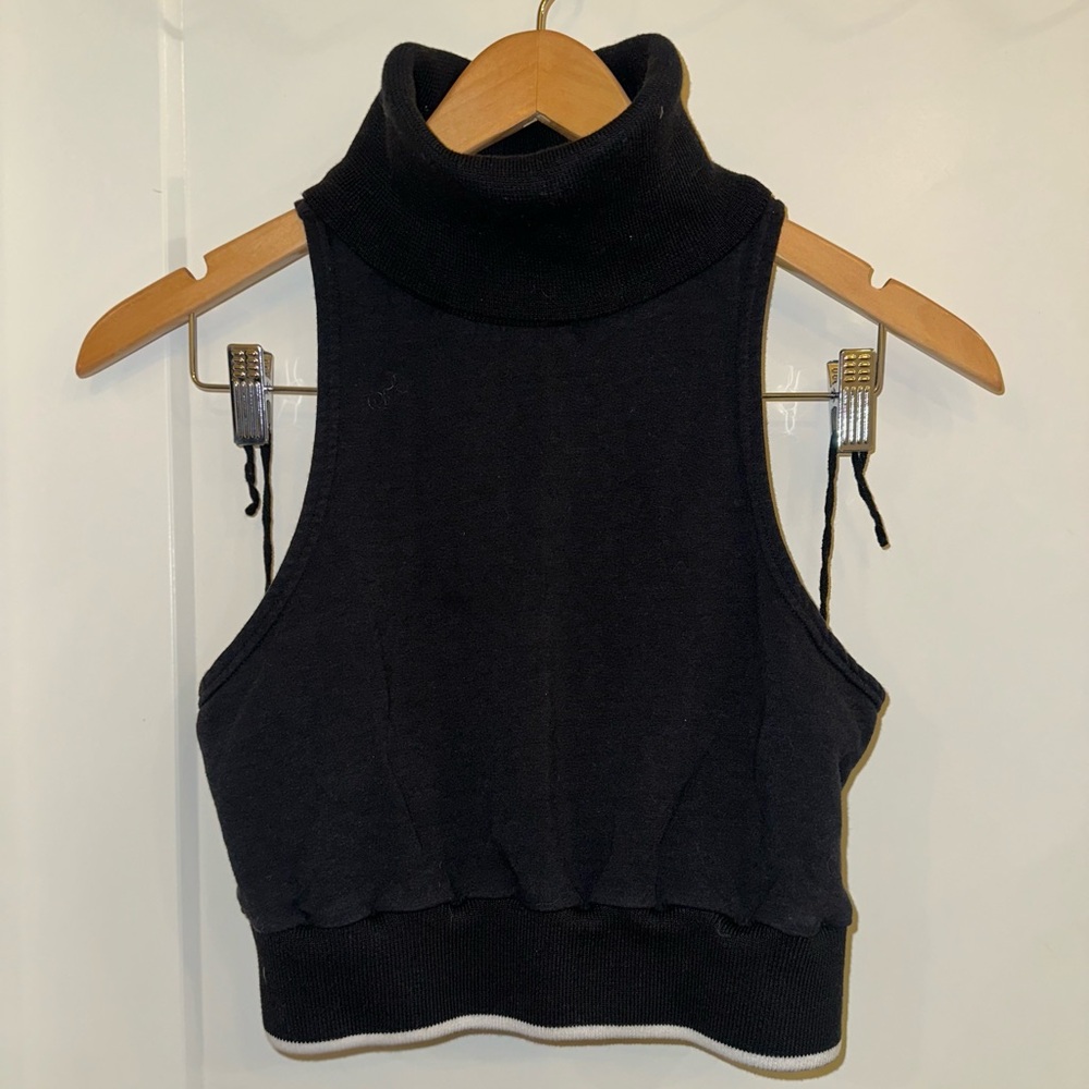Free People Black Turtleneck Crop Top